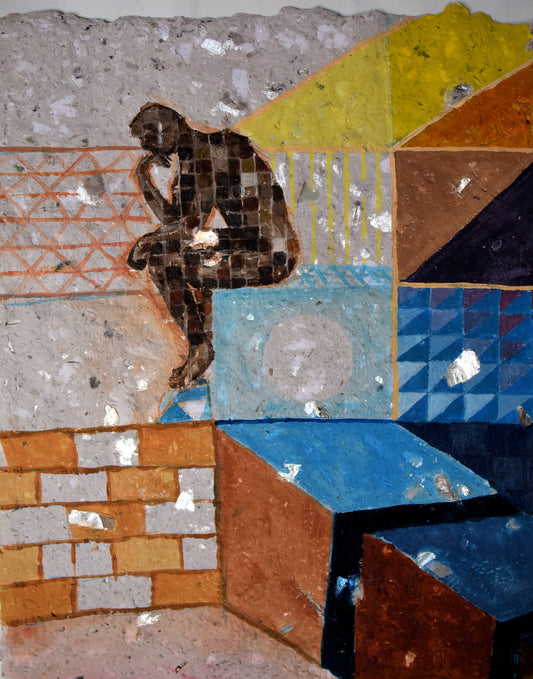 The Thinker and Complexity of Ideas | Mixed Media on Handmade Paper | 38 x 50 cm