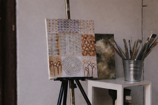 Conversation with Humanity | Coffee, Tea, and Sobo on Handmade Paper | 38 x 50 cm