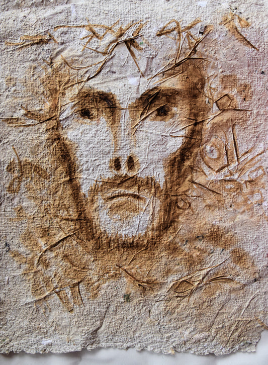 The Witness |  Coffee, Tea, and Sobo on Handmade Paper | 38 x 50cm 
